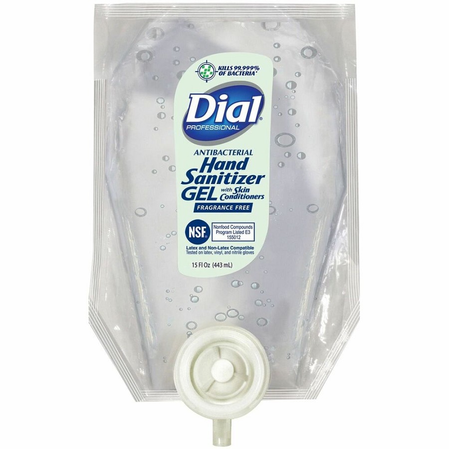 Dial Professional Hand Sanitizer Gel Refill - 15 fl oz - Bacteria Remover, Kill Germs, Yeast Remover, Mold Remover - Hand, Skin - Moisturizing - Clear - Fragrance-free, Dye-free, Anti-septic - 6 / Carton 