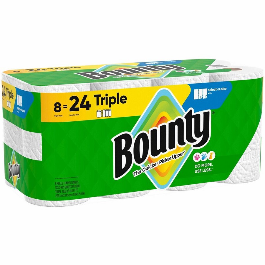 Bounty Select-A-Size Paper Towels - 2 Ply - Diamond Texture - Green - PaperRoll - 123/Roll - 8 / Carton 