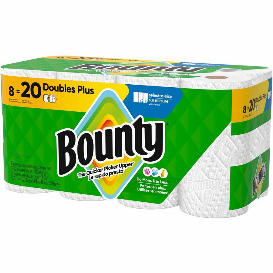 Bounty Select-A-Size Paper Towels - 2 Ply - Diamond Texture - Green - PaperRoll - 103/Roll - 8 / Carton 