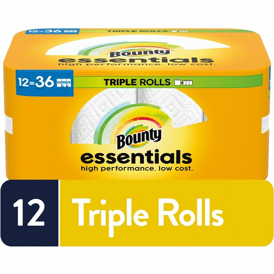 Bounty Essentials Paper Towels - Yellow - PaperRoll - 162/Roll - 12 / Carton 