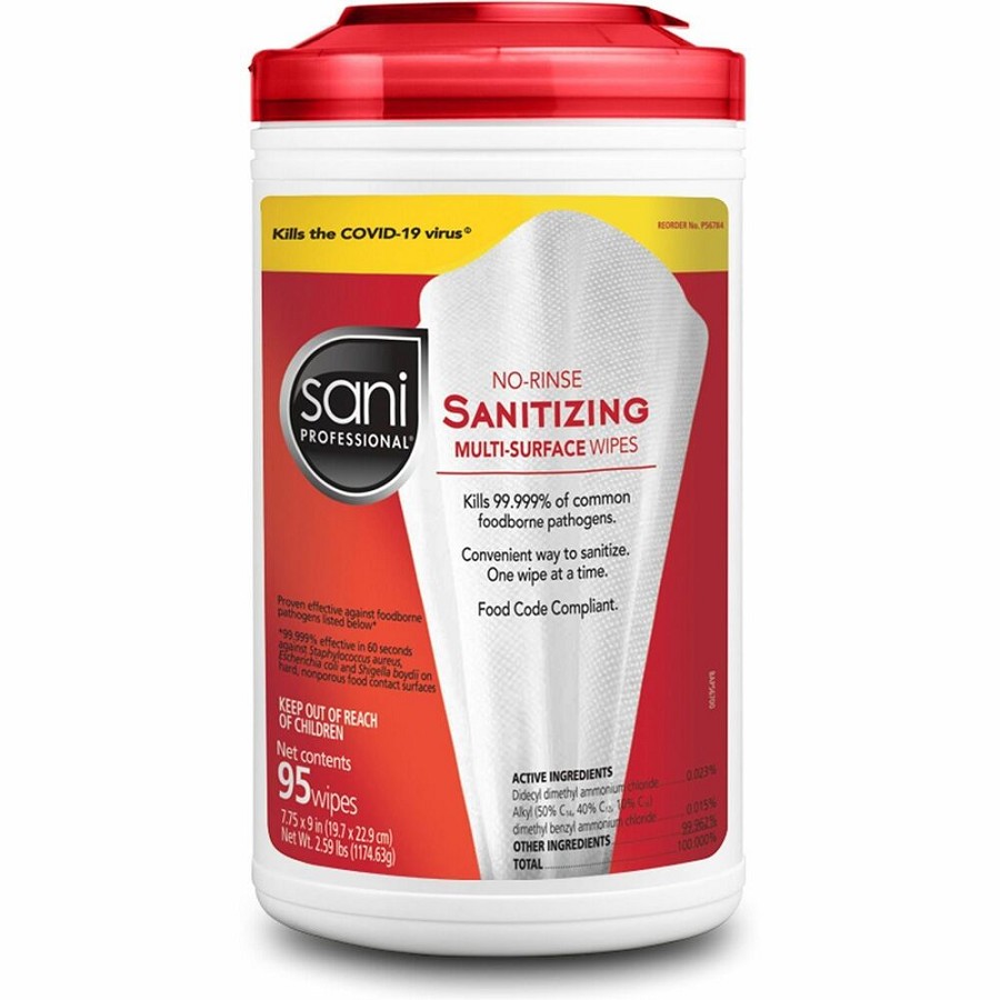 PDI No-Rinse Sanitizing Multi-Surface Wipes - For Multi Surface - Wipe - 9' Length x 7.75' Width - Rinse-free, Disinfectant, Quick Drying - White - 95/Can - 6 / Carton 
