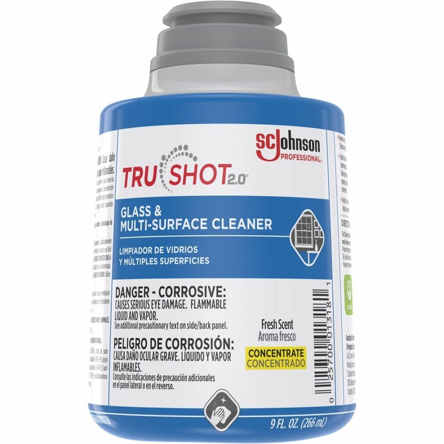 TruShot 2.0 Glass/Multi-Surface Cleaner - For Multi Surface, Multipurpose - Concentrate - 9 fl oz (0.3 quart) - Clean & Fresh Scent - Easy to Use, Spill Resistant, Dilutable - Clear Cartridge - 4 / Carton 