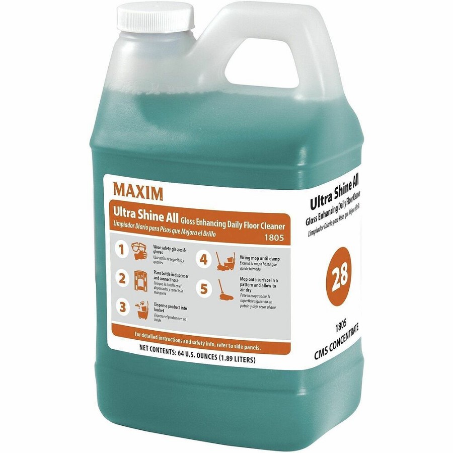 Midlab Ultra Shine All Floor CLeaner - For Floor, Tile, Rubber, Marble Floor, Stone Floor - Neutral Scent - White - 4 / Carton 