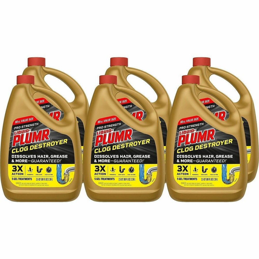 Liquid-Plumr Pro-Strength Clog Destroyer Gel - For Multipurpose - Gel - 80 fl oz (2.5 quart) - Biodegradable, Phosphorous-free, Unscented, Unclog - Multi - 6 / Carton 