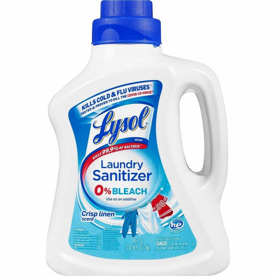 Lysol Linen Laundry Sanitizer - For Multipurpose - 90 fl oz (2.8 quart) - Crisp Linen Scent - Bleach-free - Blue - 4 / Carton 