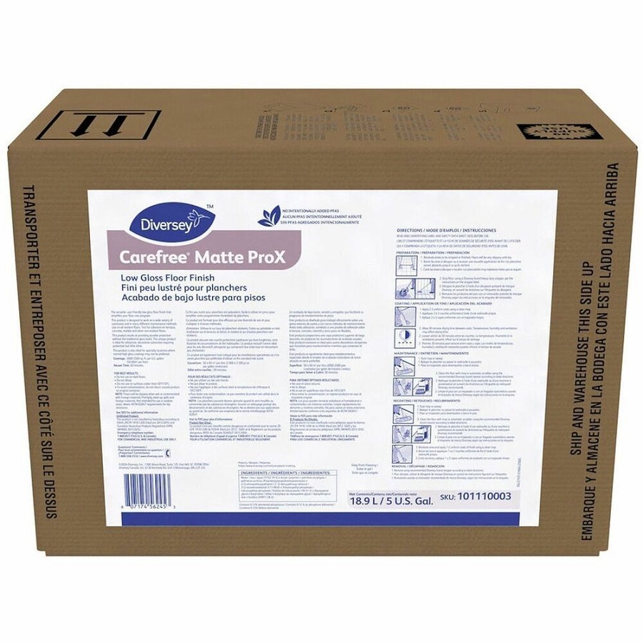 Diversey Carefree Matte ProX Floor Finish - For Floor, Maintenance - Ready-To-Use - Liquid - 640 fl oz (20 quart) - 8.55 pH - Ammonia Scent - Slip Resistant - White - 1 Carton 