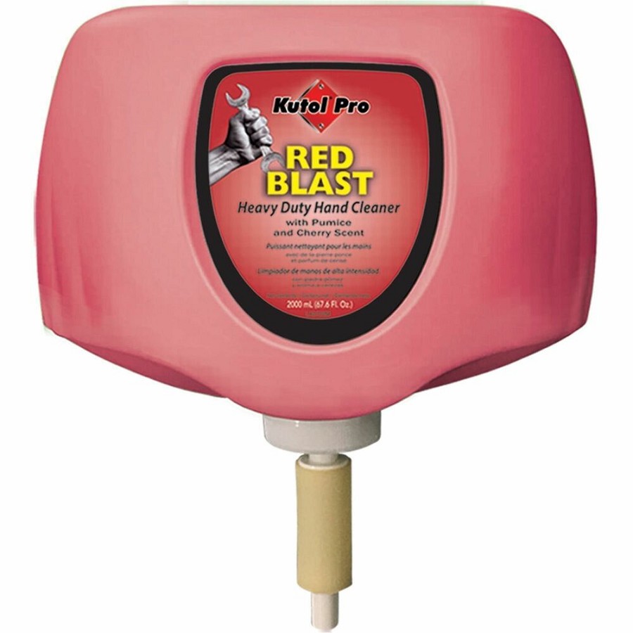Kutol RedBlast Indust. Hand Soap with Pumice - Cherry Scent - 2.11 quart - Soil Remover, Paint Remover, Ink Remover, Oil Remover, Grease Remover, Tar Remover, Dirt Remover, Cutting Fluid Remover - Hand, Industrial - Moisturizing - Red - Heavy Duty - 4 / C 
