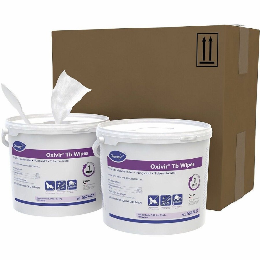 Diversey Care Oxivir Tb Disinfectant Cleaner Wipes - For Hard Surface, Nonporous Surface, Residential, Institutional - Ready-To-Use - Wipe - 2.7 pH - Characteristic Scent - Fungicide, Bactericide, Tuberculocide - White - 4 / Carton 