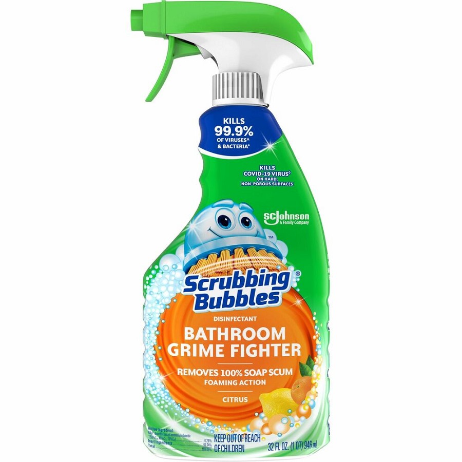 Scrubbing Bubbles Grime Fighter Spray - For Multipurpose - Spray - 32 fl oz (1 quart) - Fresh Citrus Scent - Disinfectant, Pleasant Scent - Green - 8 / Carton 