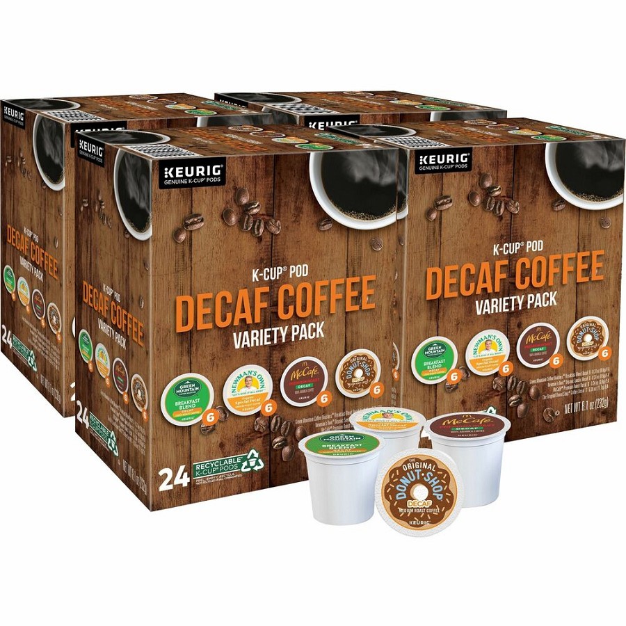 Green Mountain Coffee K-Cup Variety Sampler Decaf Coffee Pack - Compatible with Keurig Brewer - Light/Medium - Per Box - K-Cup - Premium Roast Decaf, The Original Decaf, Newman's Special Blend, Breakfast Blend - Decaffeinated - 24/Box - 4 / Carton 