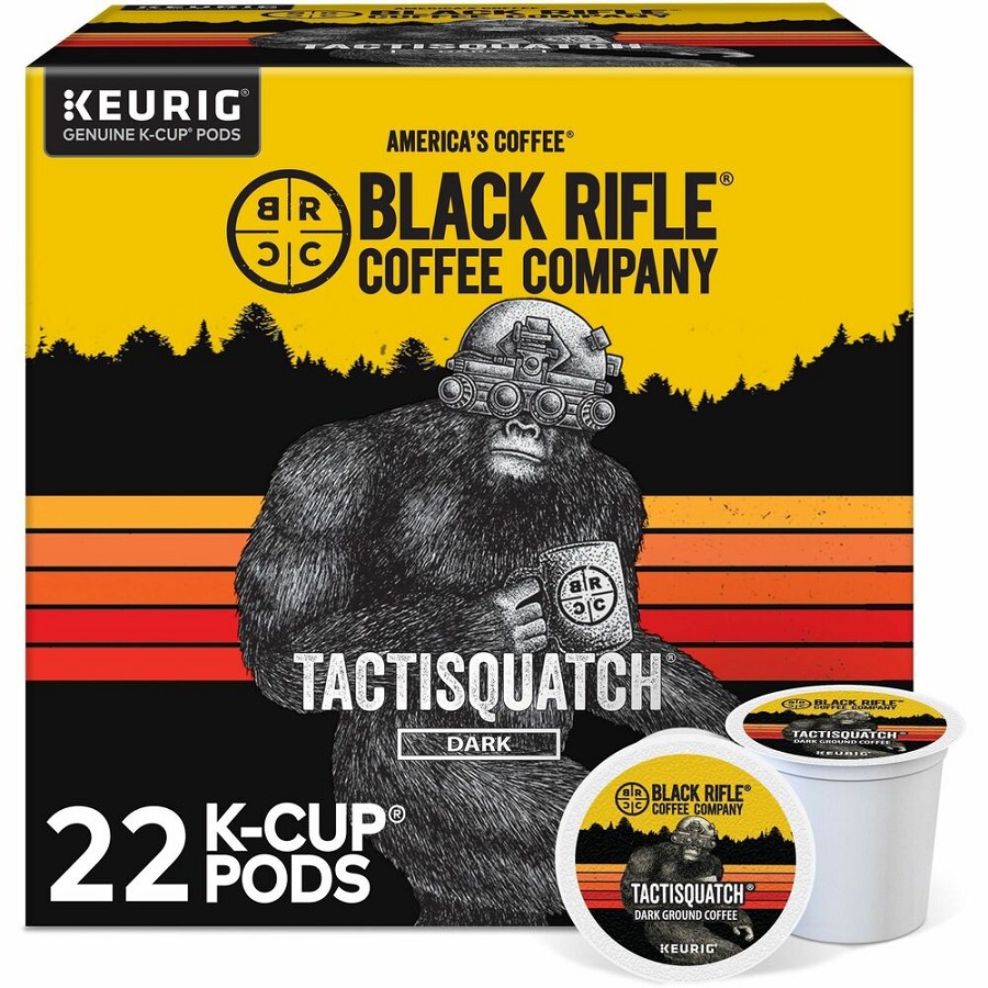 Black Rifle K-Cup Tactisquatch Coffee - Compatible with Keurig Brewer - Dark - 0.3 oz Per Box - K-Cup - Tactisquatch - Kosher - 22/Box - 4 / Carton 