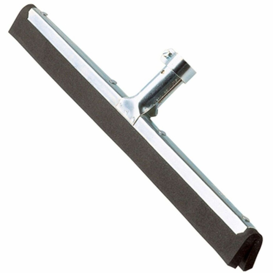 Ettore Wipe 'n Dry Floor Squeegee - Foam, Rubber Blade18' Length - Long Lasting, Durable - Black, Silver - 1Each 