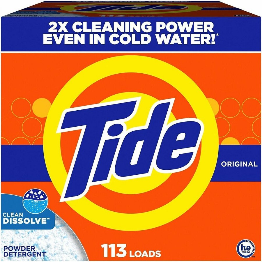 Tide Powder Laundry Detergent - For Clothes, Laundry - Powder - 129 oz (8.06 lb) - 113 Loads - Recommended For: Stain Remover - Residue-free - Orange - 1 Each 