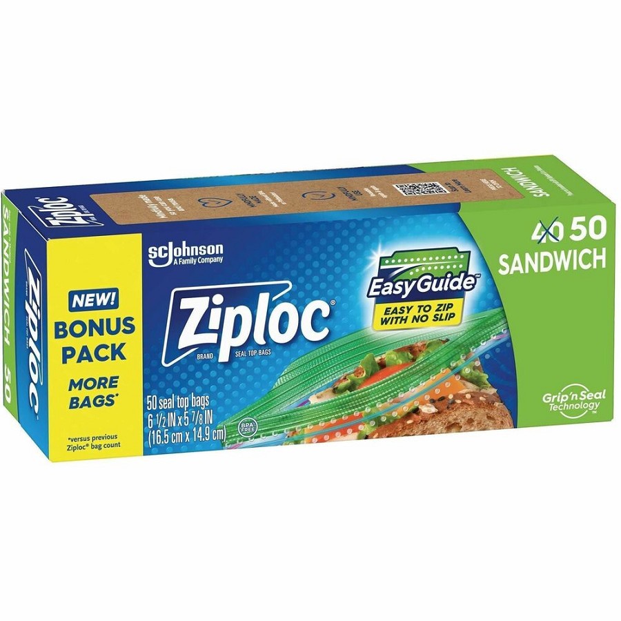 Ziploc Grip n' Seal Freezer Bags - 5.88' Length x 6.50' Width - Seal Closure - Textured Grip - Plastic - Sandwich, Fruit, Lunch, Vegetables - 12/Carton - 12 / Carton 