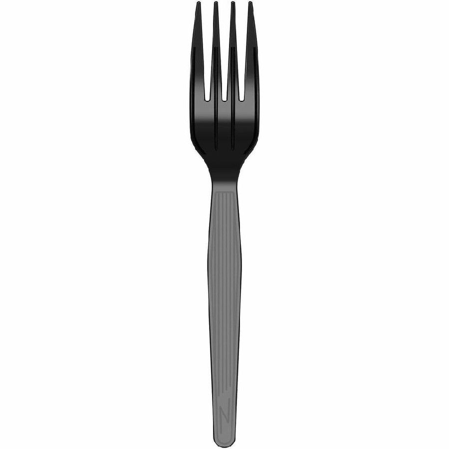 Dixie Foods Medium-Weight Disposable Cutlery - 1000 Piece(s) - Fork - Fork - Food - Disposable - Polystyrene - Black - 1000 / Carton 