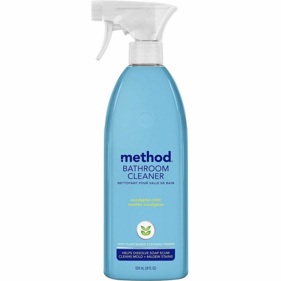 Method Bathroom Cleaner Spray - For Bathroom, Door, Tile, Fixtures, Glass, Tub - Spray - 28 fl oz (0.9 quart) - Eucalyptus Mint, Citron, Lime Scent - Recommended For: Soap Scum Remover - No-rinse - Blue 
