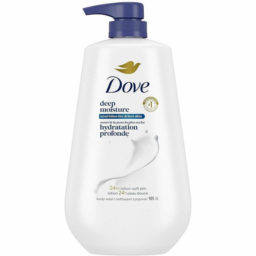 Dove Deep Moisture Body Wash - 30.60 fl oz - Pump Bottle Dispenser - Body, Skin - Moisturizing - White - Unscented - 1 Each 