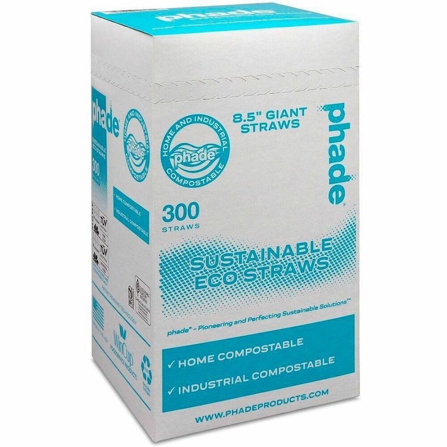 Phade Compostable Straws - 8.5' Length - Polyhydroxyalkanoate (PHA) - Caribbean Blue - 300 Straws/Box - 4 / Carton 