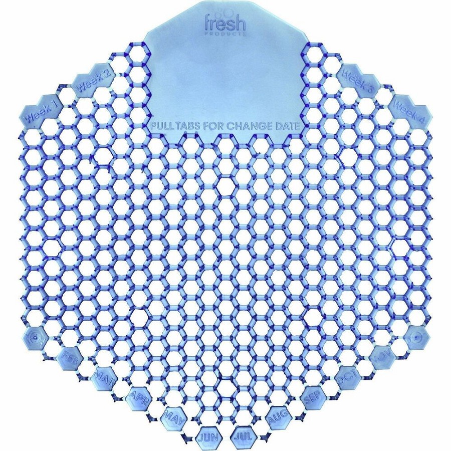 Fresh Products Wave 3D Urinal Screen - Lasts upto 30 Days - Odor Neutralizer, Flexible, Translucent, Dual Sided Design, Anti-splash - 6 / Carton - Light Blue 