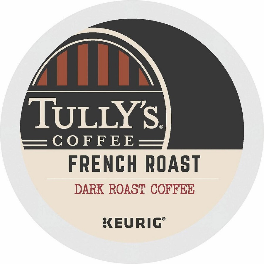 Tully's K-Cup French Roast Coffee - Compatible with Keurig Brewer - Dark - K-Cup - French Roast - 24/Box - 4 / Carton 