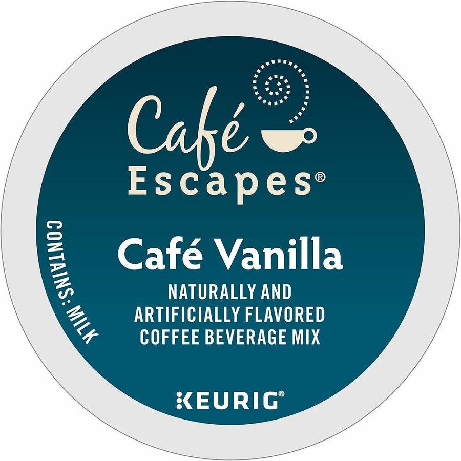 Cafe Escapes K-Cup Cafe Vanilla Coffee - Compatible with Keurig Brewer - K-Cup - Cafe Vanilla - 24/Box - 4 / Carton 