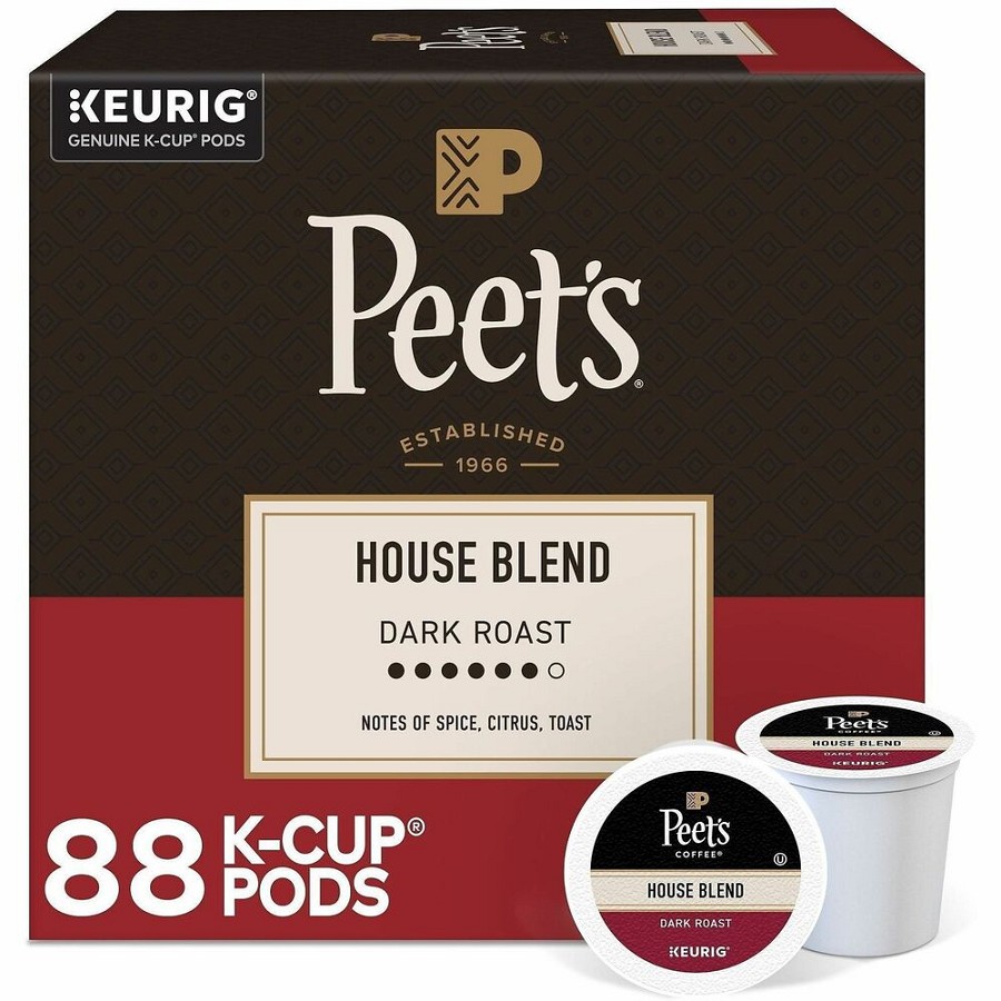 Peet's K-Cup House Blend Coffee - Compatible with Keurig Brewer - Dark - K-Cup - House Blend - 22/Box - 4 / Carton 