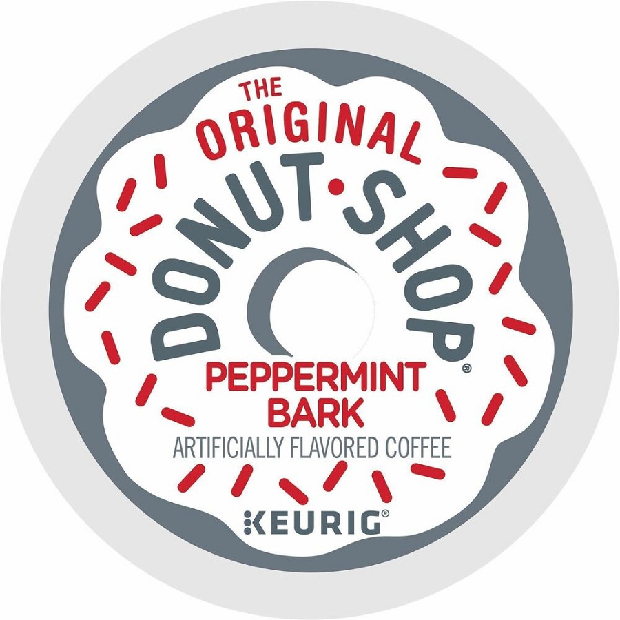 The Original Donut Shop K-Cup Green Mountain Peppermint Bark Coffee - Compatible with Keurig Brewer - Light - K-Cup - Peppermint Bark - 24/Box - 4 / Carton 