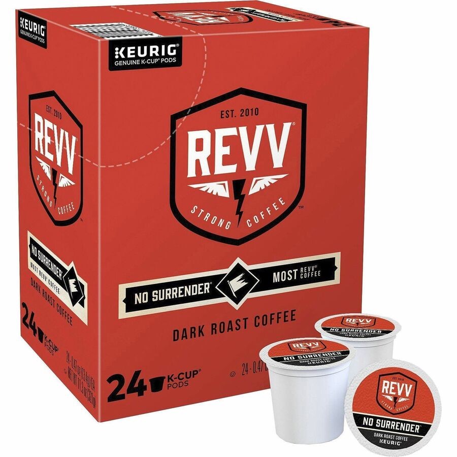 revv K-Cup No Surrender Coffee - Compatible with Keurig Brewer - Dark - K-Cup - No Surrender - 24/Box - 4 / Carton 