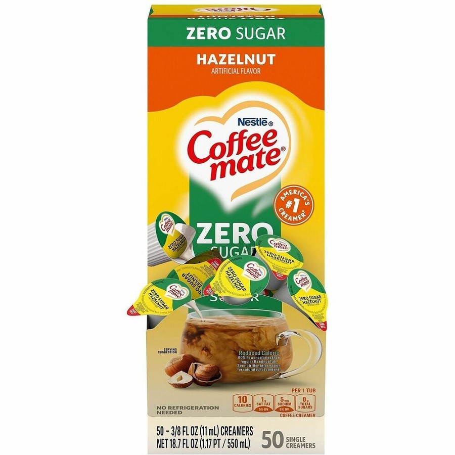 Coffee mate Liquid Creamer Singles - Hazelnut Flavor - 0.02 lb (0.37 oz) - 1 Serving - 50 Singles/Box - 4 / Carton 
