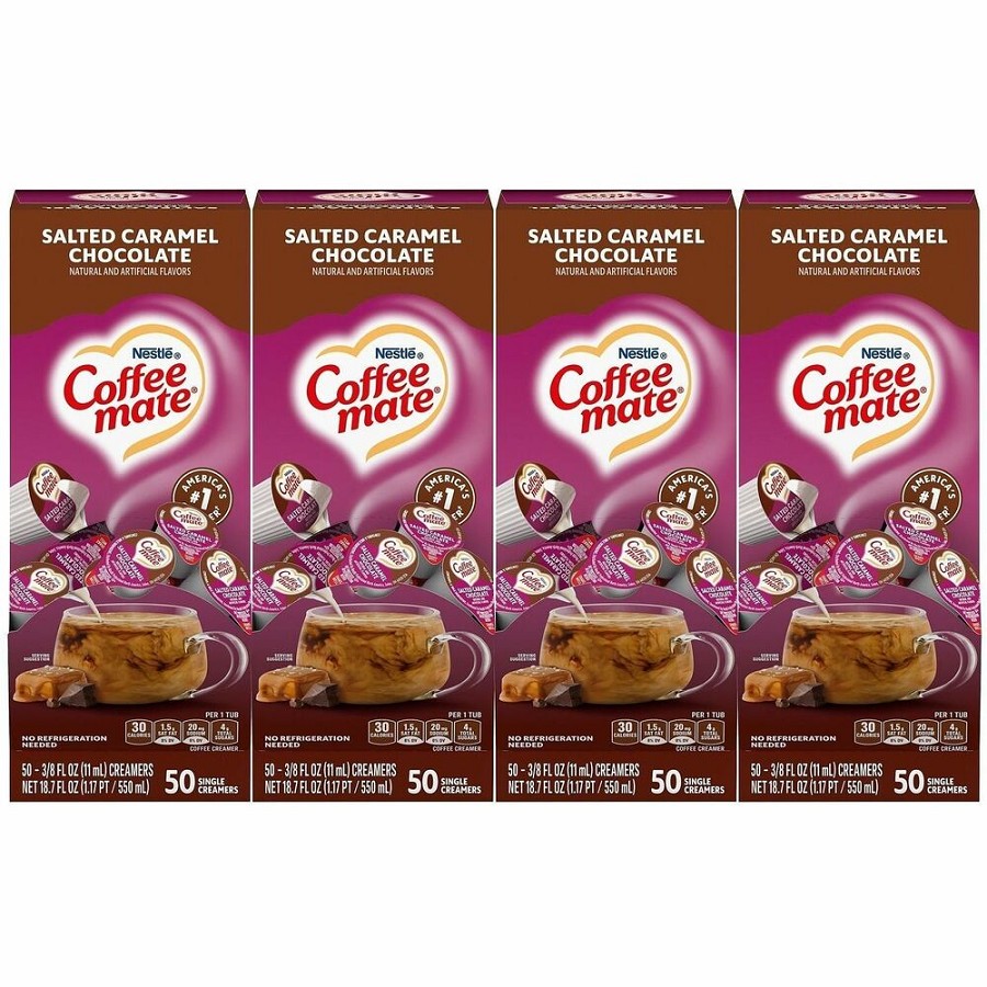 Coffee mate Salted Caramel Choc. Creamers - Salted Caramel Chocolate Flavor - 1 Serving - 50/Box - 4 / Carton 