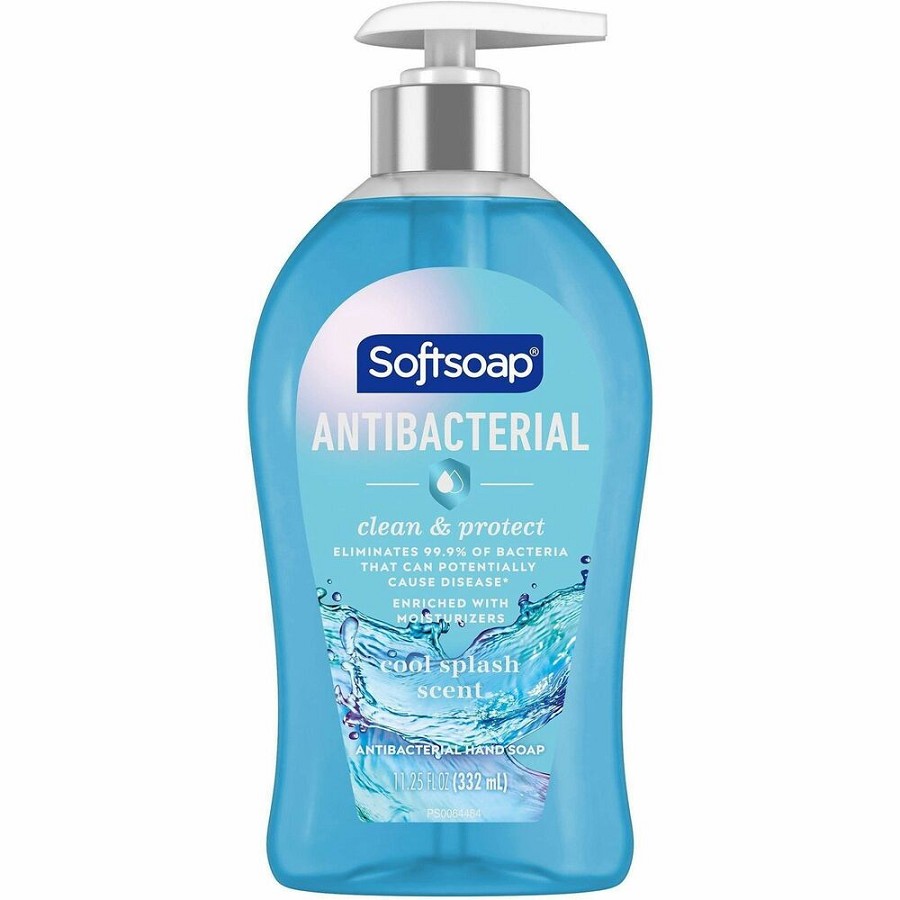 Softsoap Antibacterial Soap Pump - Cool Splash Scent - 11.25 fl oz - Pump Bottle Dispenser - Bacteria Remover - Hand, Skin - Moisturizing - Antibacterial - Blue - Paraben-free, Phthalate-free, Refillable - 6 / Carton 