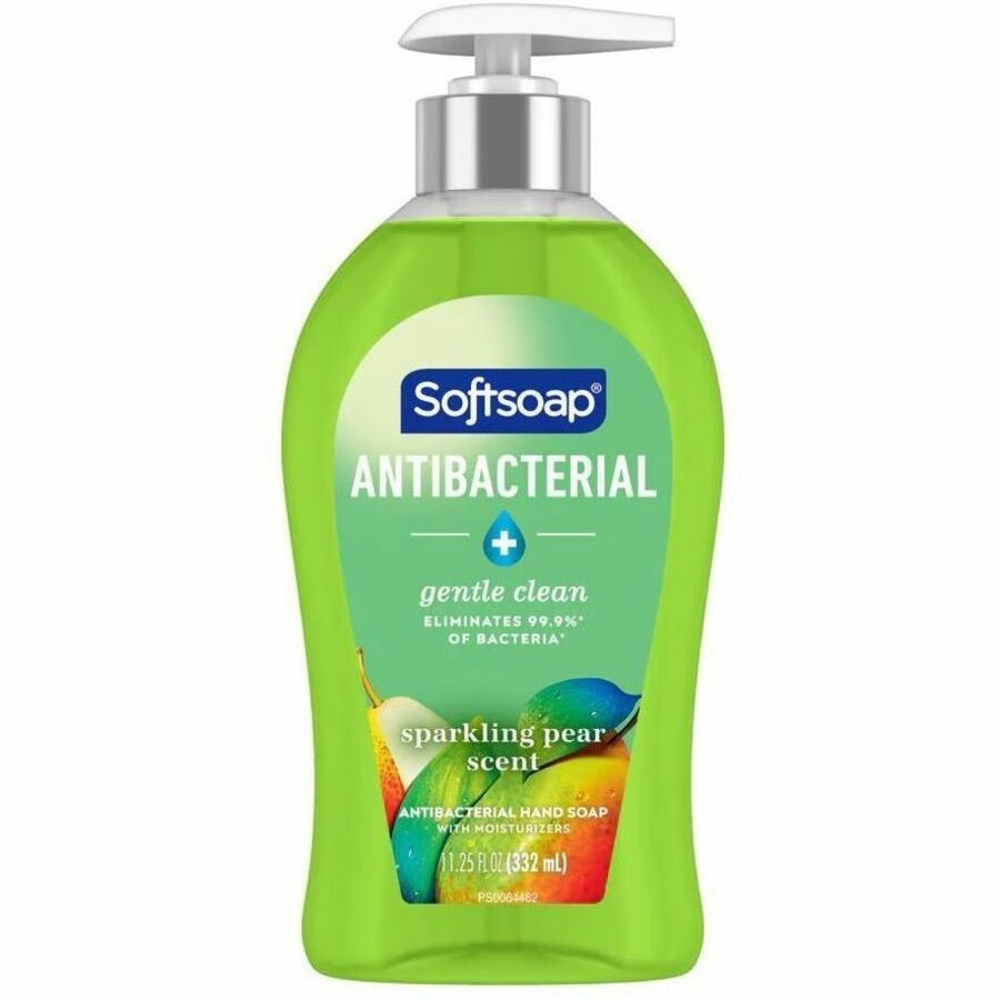 Softsoap Antibacterial Soap Pump - Sparkling Pear Scent - 11.25 fl oz - Pump Bottle Dispenser - Bacteria Remover - Hand, Skin - Moisturizing - Antibacterial - Green - Paraben-free, Phthalate-free - 6 / Carton 