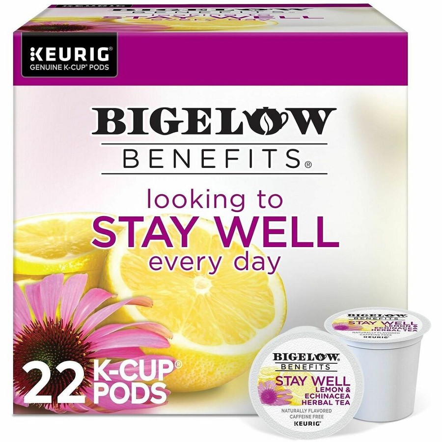 Bigelow Lemon & Echinacea Herbal Tea K-Cup - 22 K-Cup - Caffeine-free - 4 / Carton 