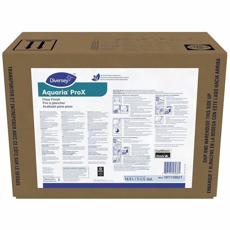 Diversey ProX Floor Finish - For Multi Surface - Ready-To-Use - Liquid - 640 fl oz (20 quart) - 7.6 pH - Ammonia Scent - Durable, Long Lasting, Slip Resistant, Zinc-free, Easy to Use - White - 1 Carton 