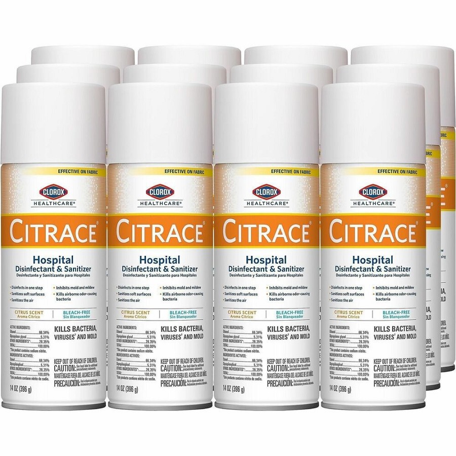 Clorox Healthcare Citrace Hospital Disinfectant and Sanitizer - For Multi Surface, Multipurpose - Ready-To-Use - Aerosol - 14 fl oz (0.4 quart) - Citrus Scent - Recommended For: Bacteria Remover, Odor Remover, Virus Remover, Fungi Remover, Mold Remover, M 