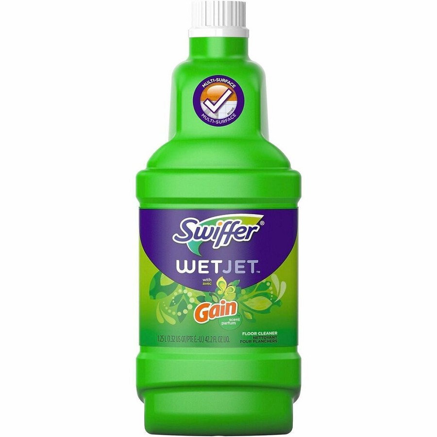 Swiffer WetJet MS Floor Cleaner - For Multi Surface - Liquid - 40.6 fl oz (1.3 quart) - Gain Scent - Recommended For: Dirt Remover, Grime Remover - Quick Drying, Absorbent - Green - 4 / Carton 