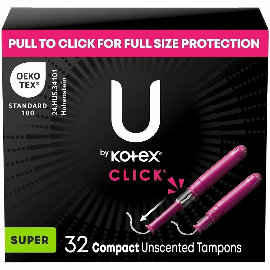 Kimberly-Clark Click Compact Tampons - Super - Anti-leak, Absorbent, Comfortable, Fragrance-free, Chlorine-free, BPA-free, Pesticide-free - 6 / Carton 