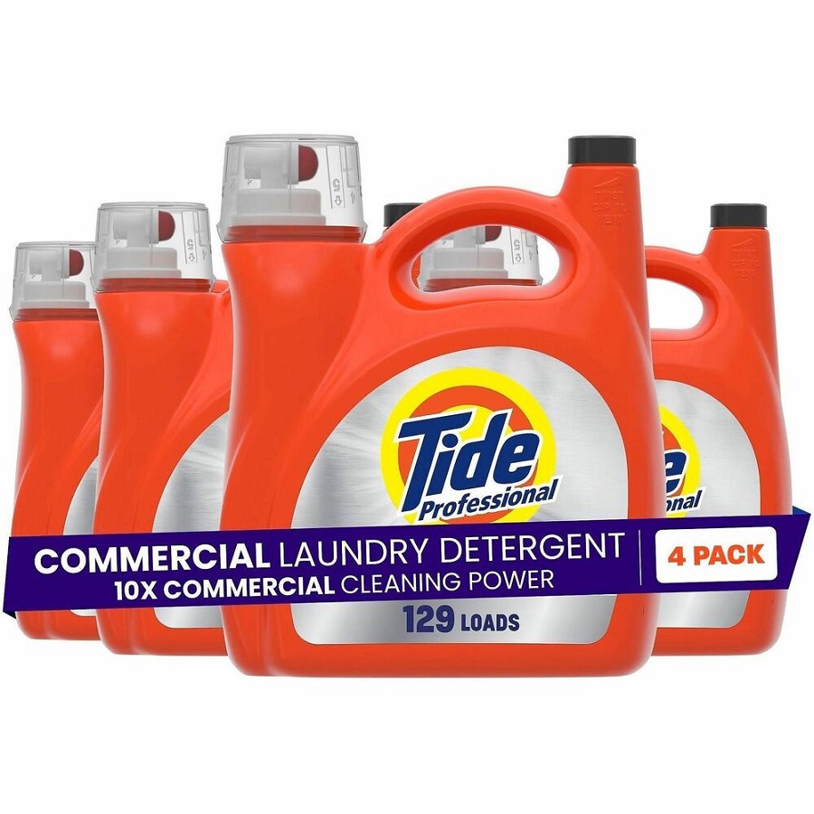 Tide Liquid Laundry Detergent - For Multipurpose - Ready-To-Use - Liquid - 170 fl oz (5.3 quart) - 129 Loads - Recommended For: Stain Remover - Orange - 4 / Carton 