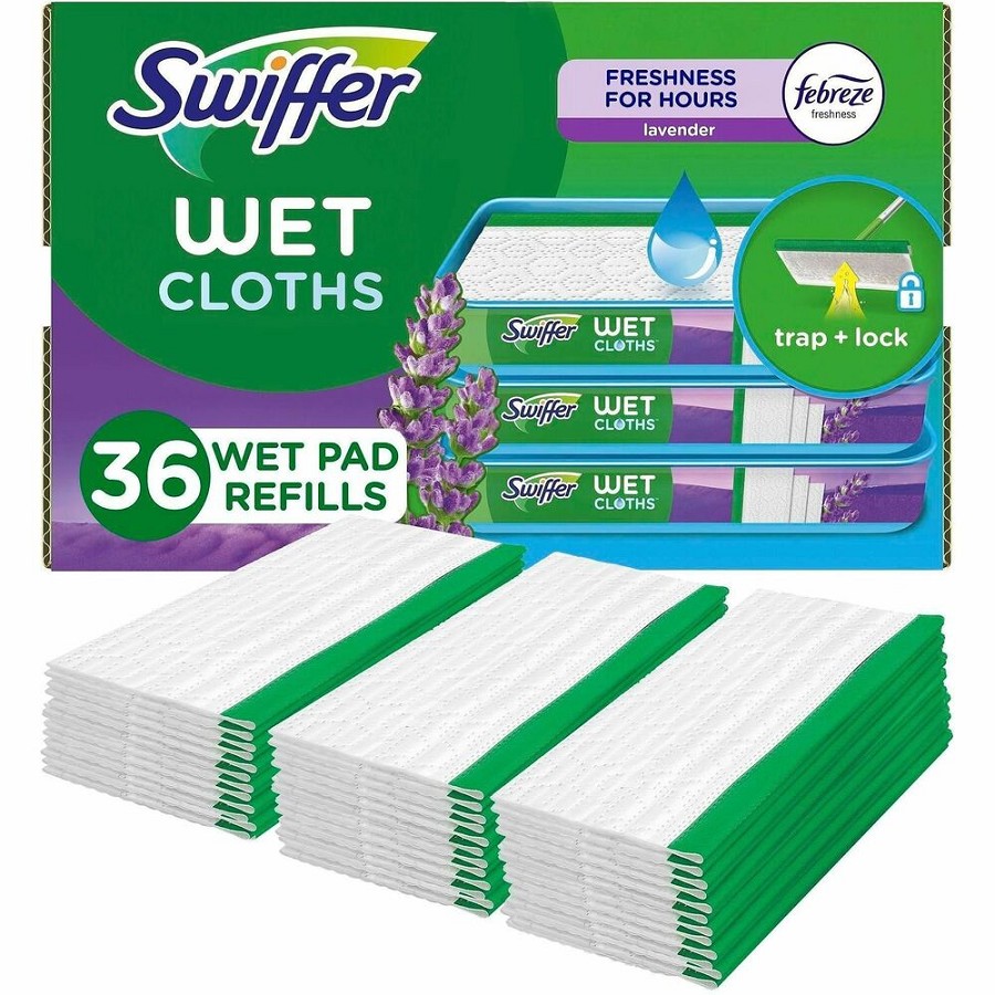 Swiffer Sweeper Wet Mop Cloths - Lavender Scent - 8' Width x 10' Length - Textured - White - 3 / Carton 