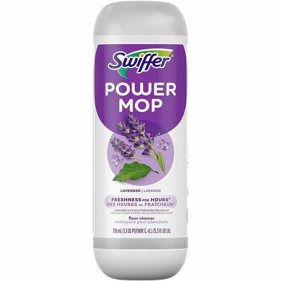 Swiffer PowerMop Floor Solution - For Mopping, Floor, Tile, Wood, Home - Liquid - 25.3 fl oz (0.8 quart) - Lavender Scent - Quick Drying - Purple - 6 / Carton 