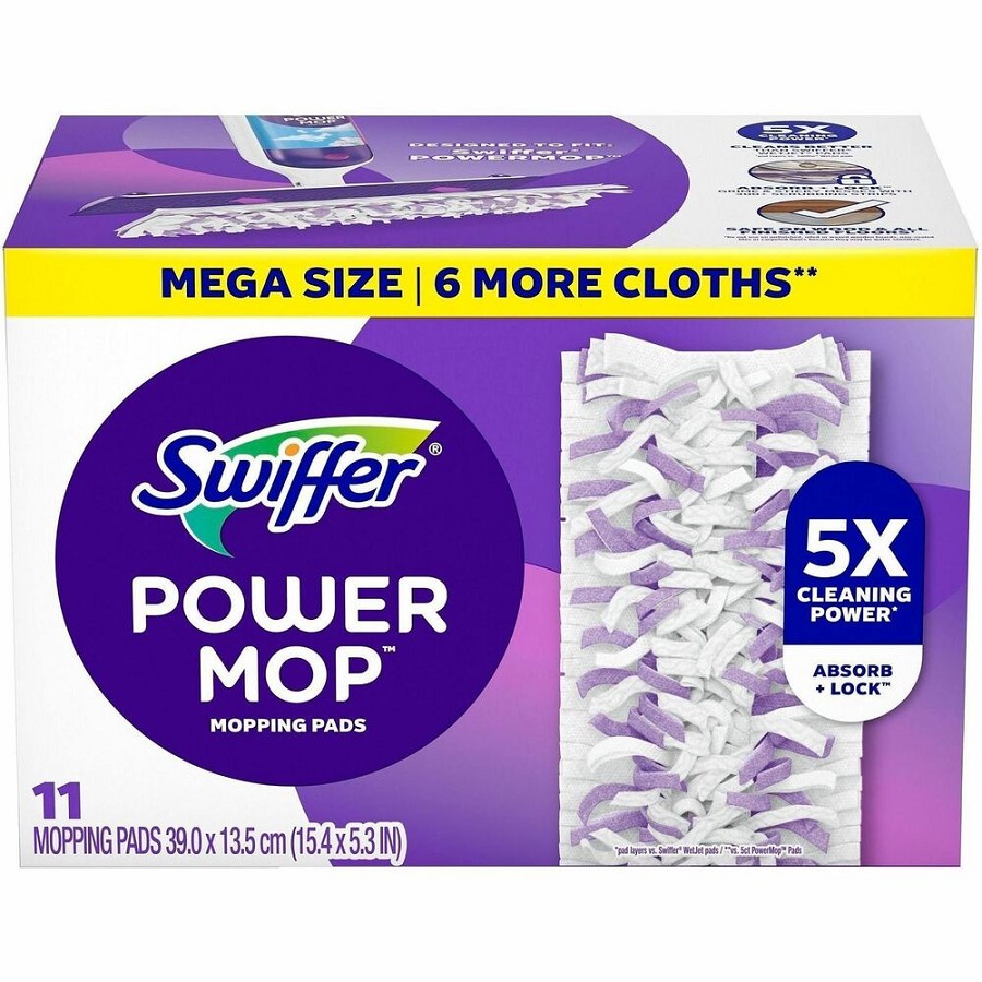Swiffer Powermop Mopping Pads - Purple - 11 Pads/Box - 2 / Carton 