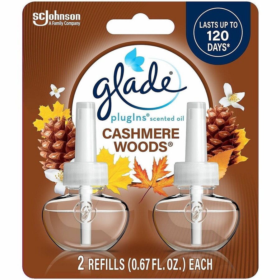 Glade PlugIns Scented Oil - Oil - Cashmere Woods - 120 Day - Long Lasting - 2 Refills/Pack - 6 / Carton 
