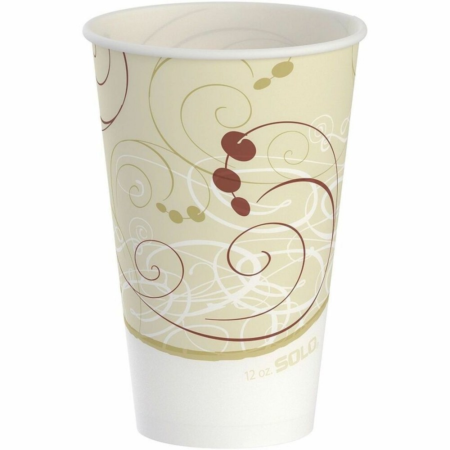 Solo Waxed Paper Cups - Symphony - 12 fl oz - Beige - Wax Paper - Cold, Beverage, Iced Tea, Smoothie, Milk Shake - 2000 / Carton 