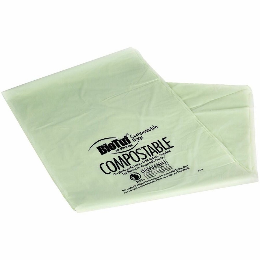 Heritage BioTuf Compostable Can Liners - 48 gal Capacity - 48' Length x 42' Width x 1 mil (25 Micron) Thickness - Green - Bioplast - Can Liner, Food Waste, Industrial - 1 Carton 