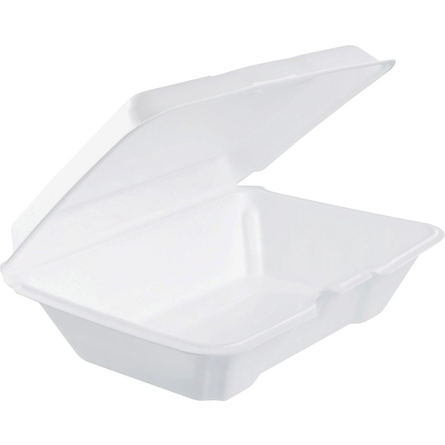 Dart Insulated Foam Hinged Lid Containers - Transporting - White - Polystyrene, Foam Body - 2 / Carton 