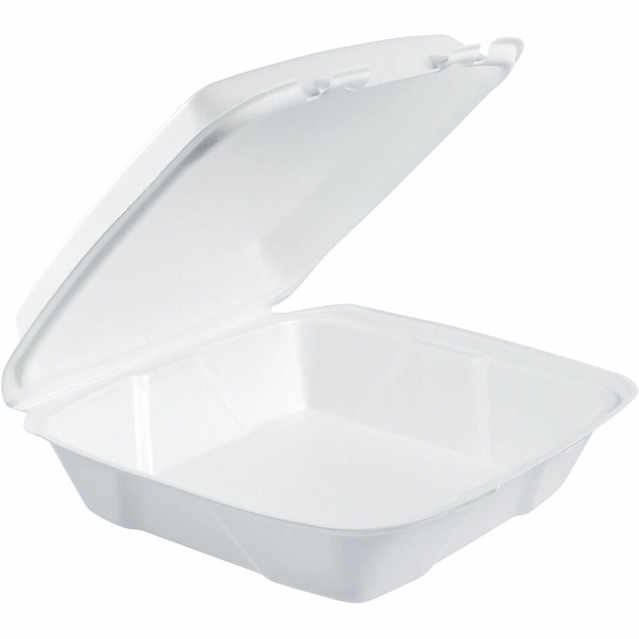 Dart Large 1-Compartment Carryout Foam Trays - White - Foam Body - 2 / Carton 