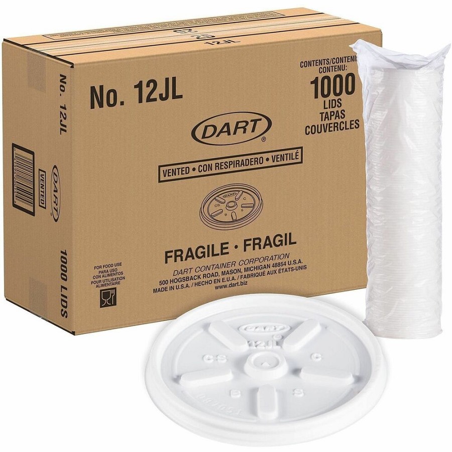 Dart Dart Vented 6-12 oz Hot Cup Lids - Round - Foam, Plastic - White - 1 Carton 