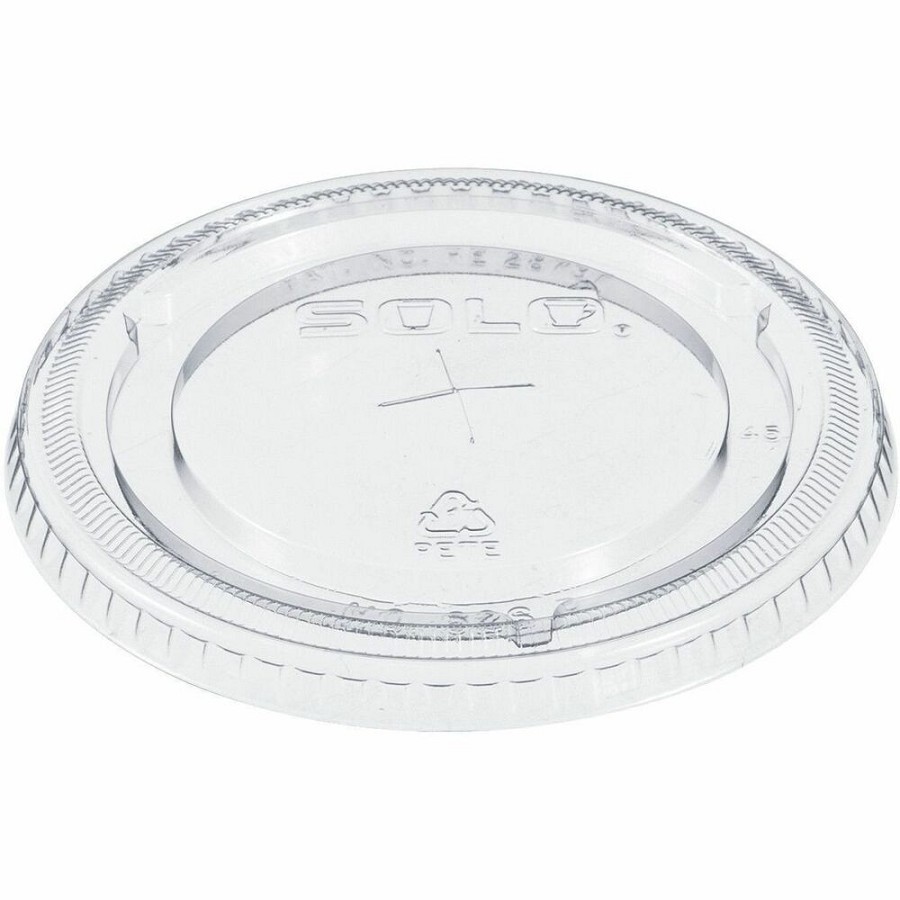 Dart 12-24 oz PET Plastic Straw-Slotted Lid - Clear - Storing - 3.9' Diameter - Clear - Polyethylene Terephthalate (PET), Plastic Body - 10 / Carton 