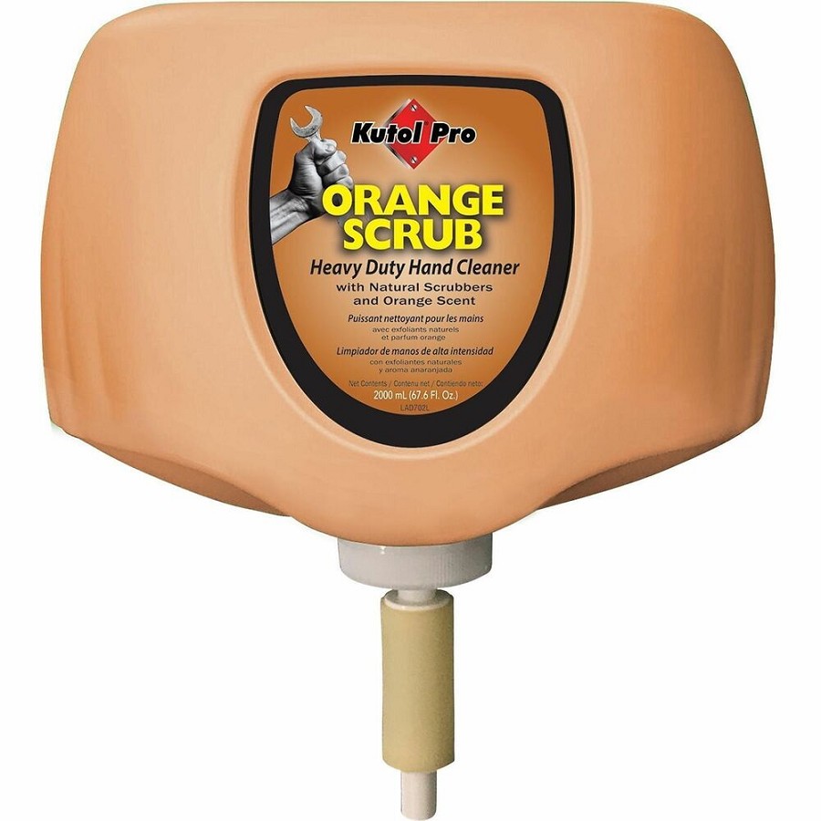 Kutol Industrial Hand Cleaner with Pumice - Orange Scent - 2.11 quart - Soil Remover, Grease Remover, Ink Remover, Paint Remover, Tar Remover, Carbon Remover, Oil Remover - Multipurpose, Hand - Orange - Petroleum Free, Heavy Duty - 4 / Carton 