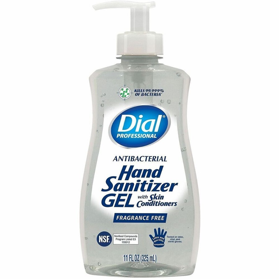 Dial Professional Hand Sanitizer Gel - Fragrance-free Scent - 11 fl oz - Pump Dispenser - Bacteria Remover - Hand - Moisturizing - Clear - Dye-free - 12 / Carton 